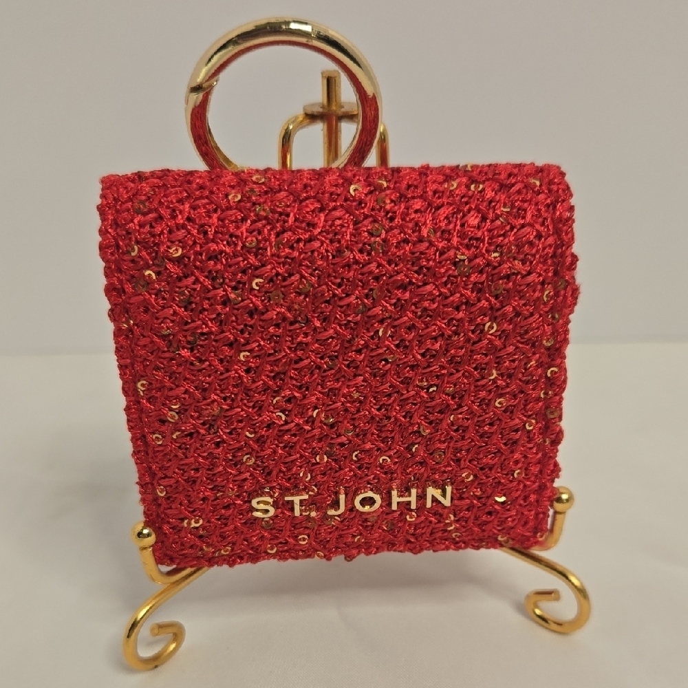 St. John Scarlet and Gold Mini Bag. key ring